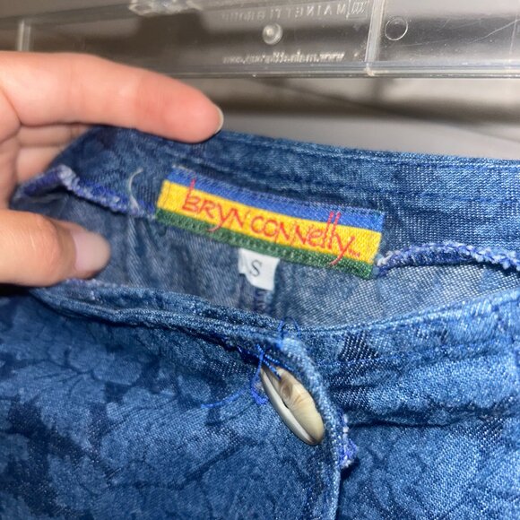 Small Vintage Bryn Connelly denim print wrap midi skirt - Picture 6 of 6